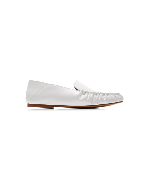 Flattered White Bonbon Leather Loafers