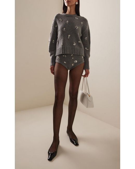 Jonathan Simkhai Gray Coraline Crystal Wool-Cashmere Sweater