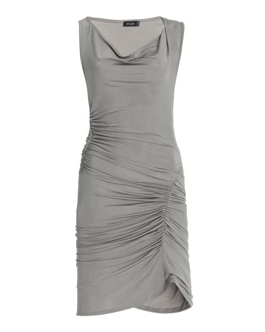 Atlein Gray Ruched Jersey Mini Dress