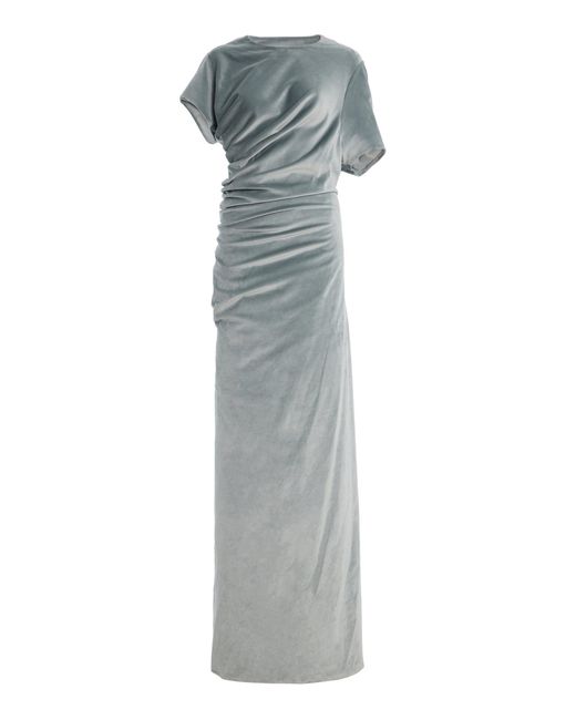 Colleen Allen Gray Spiral Column Cotton Velvet Dress