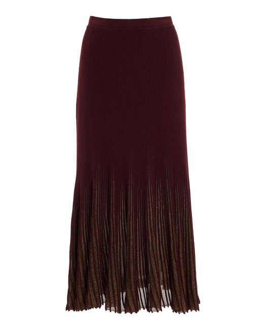 Ulla Johnson Purple Vera Pleated Sunburst-knit Midi Skirt
