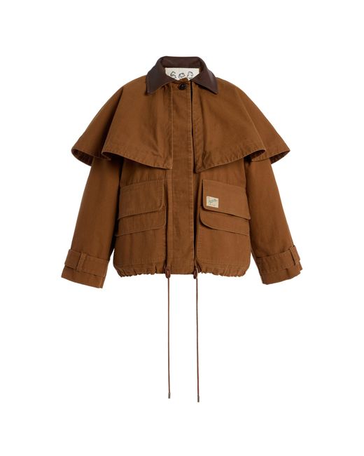 Sea Brown Carolyn Cape-Detailed Cotton Workwear Jacket