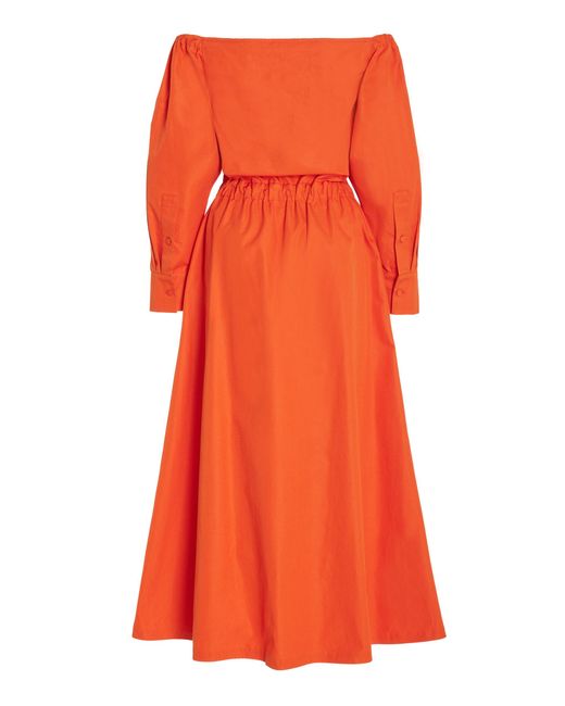 Altuzarra Orange Zora Off-the-shoulder Cotton Midi Dress