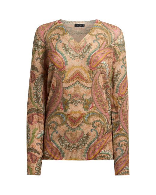 Etro Brown Patterned Wool Sweater