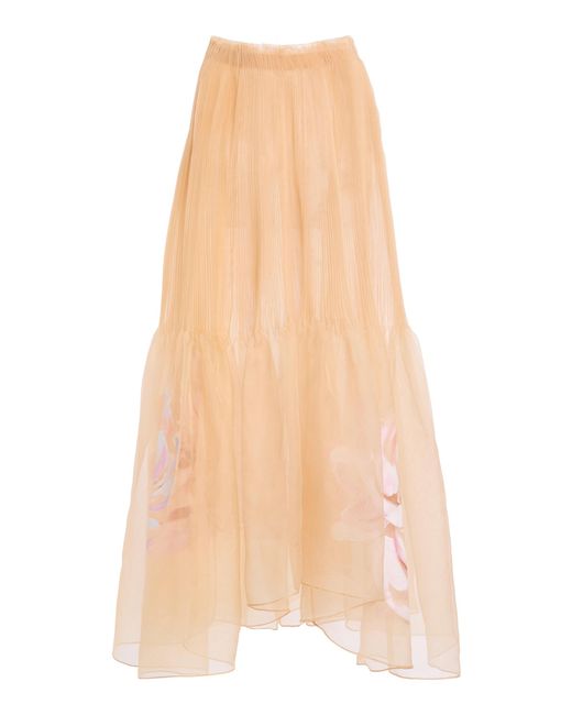 Ulla Johnson Natural Dara Silk High-Low Skirt