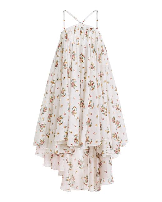 Franchise White Diana Cotton-Blend High-Low Dress