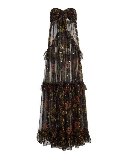 Siedres Multicolor Josiane Strapless Chiffon Maxi Dress