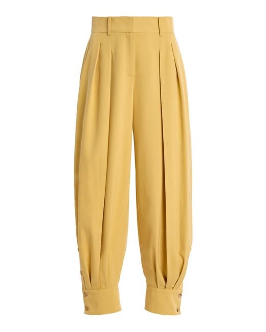 Michael Kors Yellow Silk Gabardine Tapered Pants