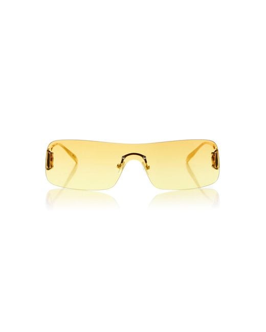 Banbe Yellow Exclusive The Romee Wrap-frame Metal Sunglasses