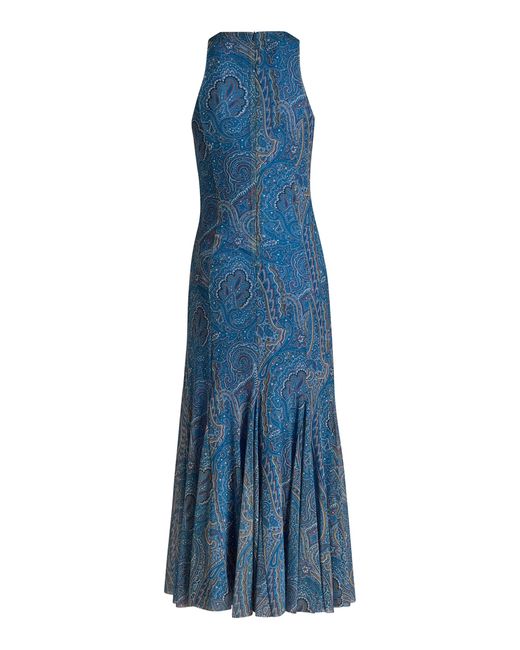 Etro Blue Pleated Midi Dress