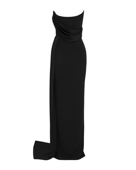 Alex Perry Black Kirby Drape-detailed Satin Crepe Strapless Gown