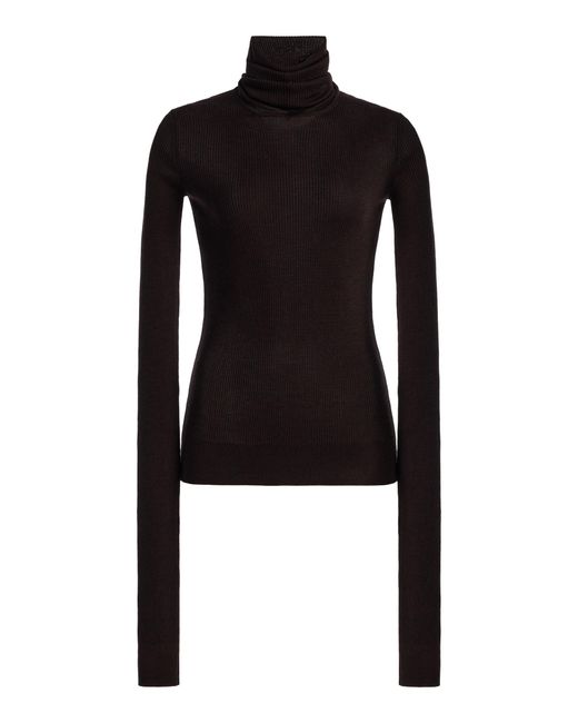 Marie Adam-Leenaerdt Black Wool-Silk Balaclava Sweater