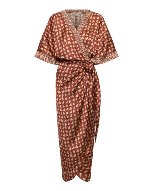 ANDRES OTALORA Multicolor Raíz Islea Printed Satin Wrap Dress