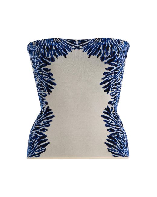 Ulla Johnson Blue Madelie Strapless Knit Jacquard Top