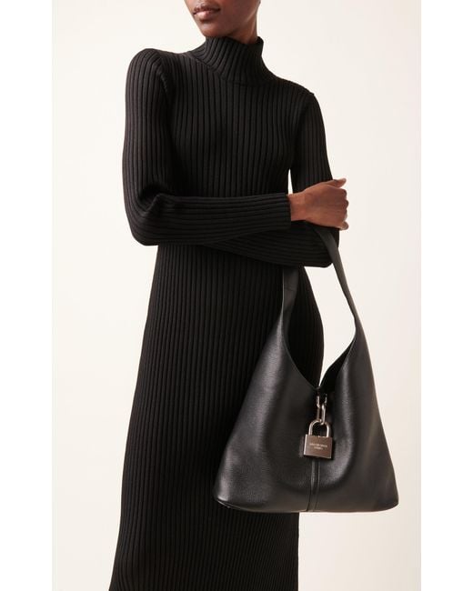 Balenciaga Black Lock-detailed Leather Hobo Bag