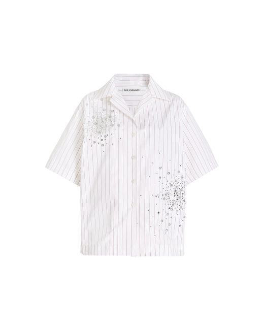 DES_PHEMMES White Exclusive Crystal-embellished Cotton Poplin Shirt