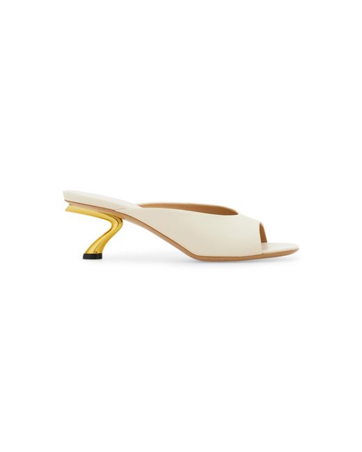 Ferragamo White Igea Leather Mules