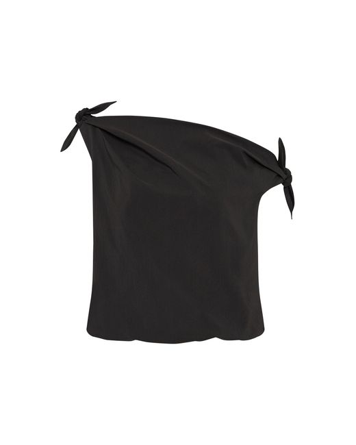St. Agni Black Asymm Bow Cotton Top