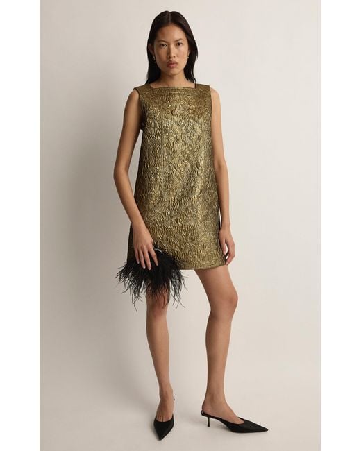 Posse Natural Albie Metallic Mini Shift Dress