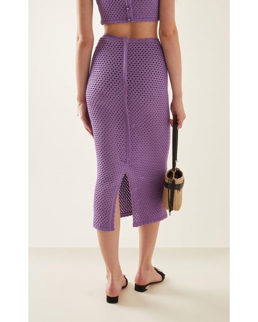 Dolce & Gabbana Purple Crocheted Cotton Midi Skirt