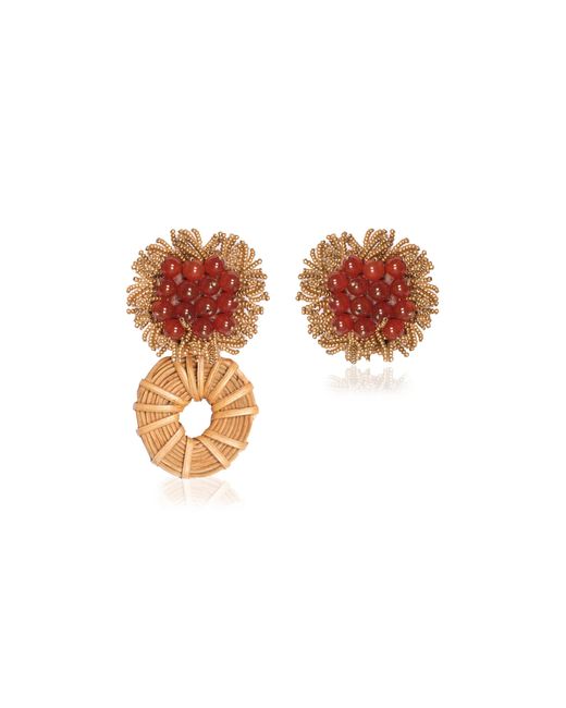 Johanna Ortiz Orange The Wind Did It Quartz & Glass Natural Fiber Copper Earrings