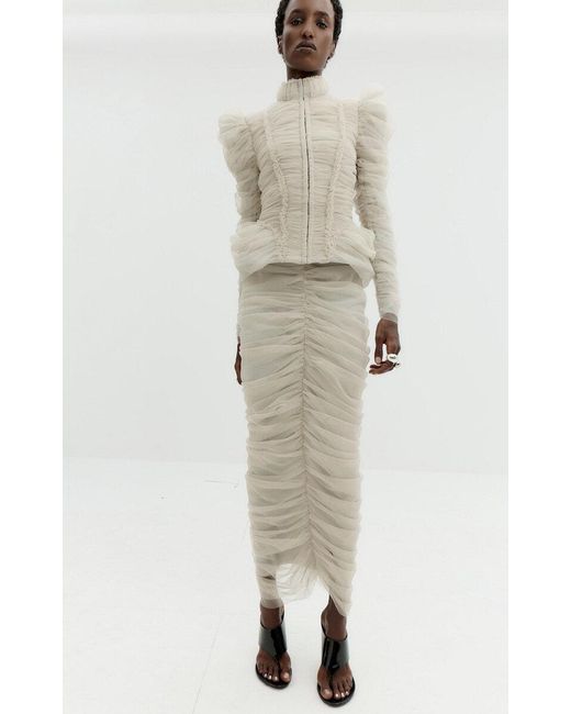 De La Vali Natural Lorencia High-Neck Gathered Jacket