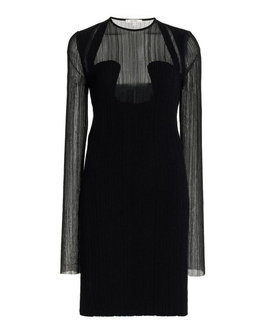 Nensi Dojaka Black Knit-plisse Mini Dress
