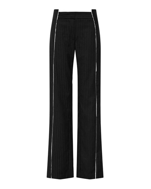 St. Agni Black Deconstructed Pinstriped Wool-blend Pants