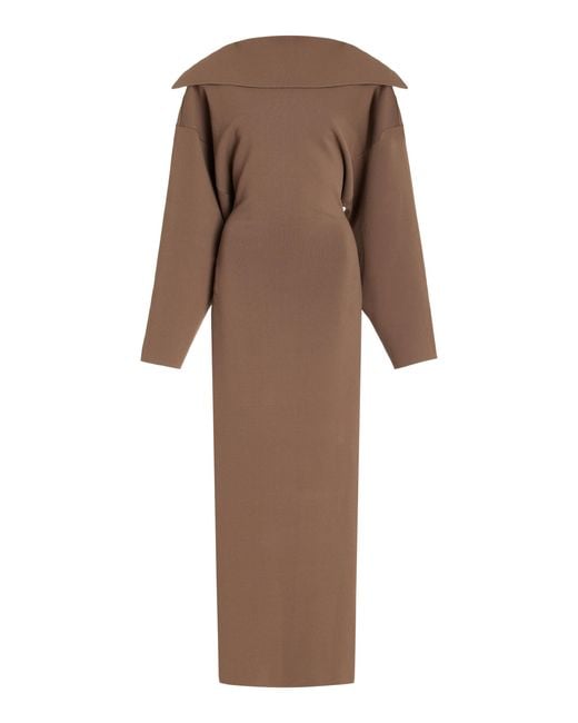 Altuzarra Brown Stunt Reversed Knit Maxi Dress