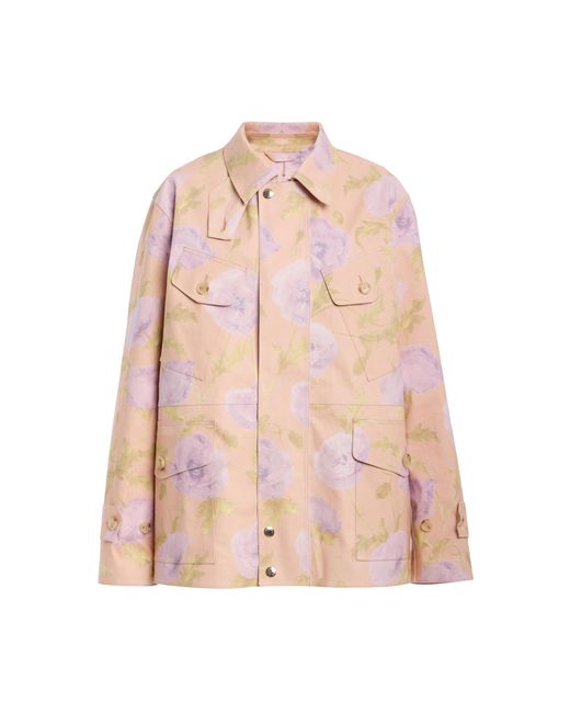 Ulla Johnson Pink Eaton Printed Cotton Cargo Jacket