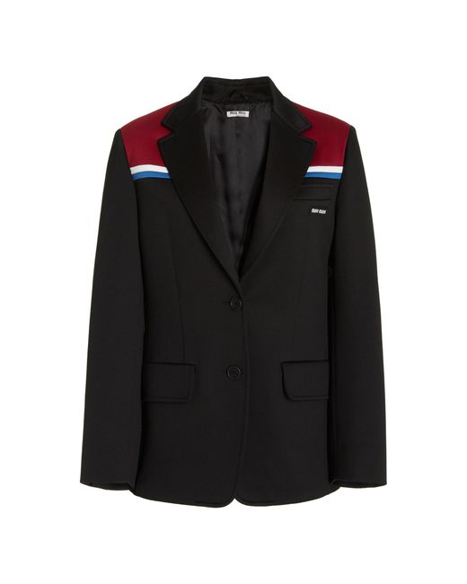 Miu Miu Black Notched Collar Fleece Blazer