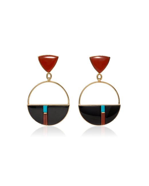 Mahnaz Collection Red 18K Inlay Earrings By Richard Chavez (San Felipe Pueblo)
