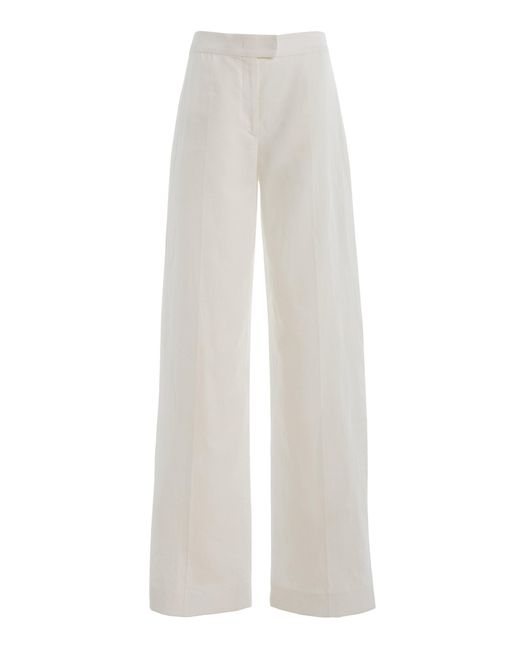 Another Tomorrow White Flat Front Wide-Leg Pants