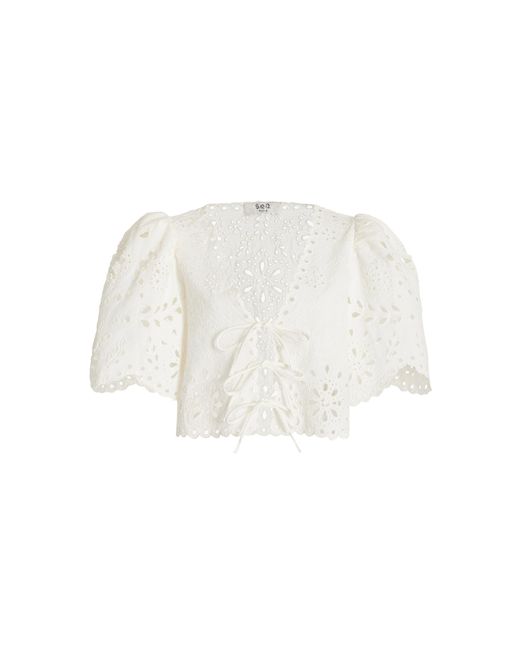 Sea White Tail Broderie Anglaise Cotton Top