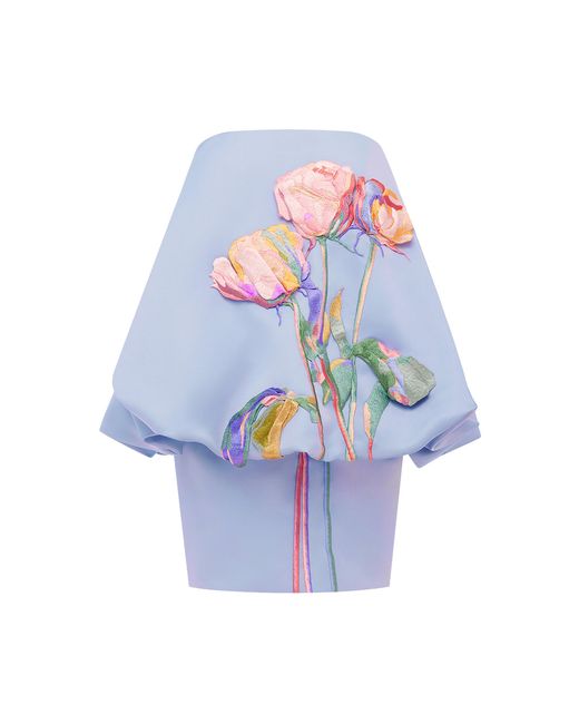 LEO LIN White Eiza Embroidered Bustier Bubble Mini Dress