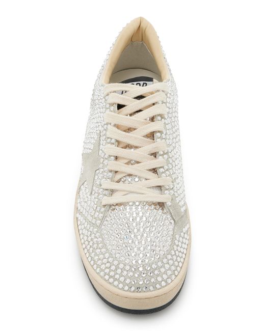 Golden Goose Deluxe Brand White Ballstar Crystal-embellished Suede Sneakers