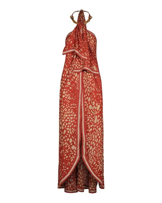 Johanna Ortiz Red Desert Of Embers Printed Linen-Blend Top
