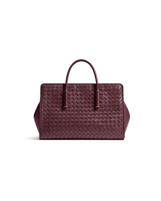 Bottega Veneta Purple Small Barbara Intrecciato Leather Tote Bag