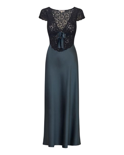 LoveShackFancy Blue Vitto Lace And Charmeuse Maxi Dress