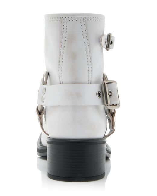 Miu Miu White Tronchetti Leather Ankle Boots