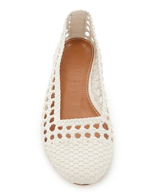 Staud White Nell Crocheted Leather Flats