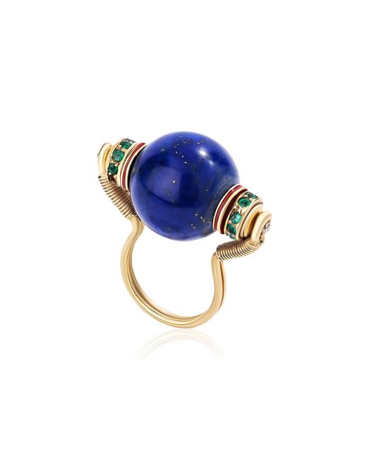RENATO CIPULLO Blue Lapis Bocce 18K Emerald Ring