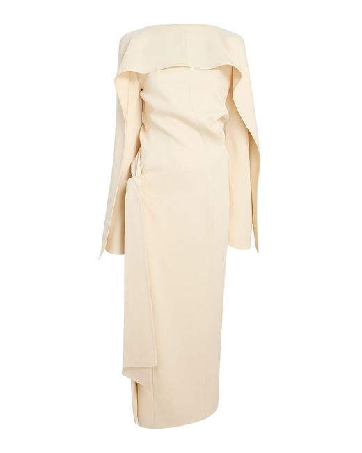 Khaite Natural Yon Crepe Satin Midi Dress