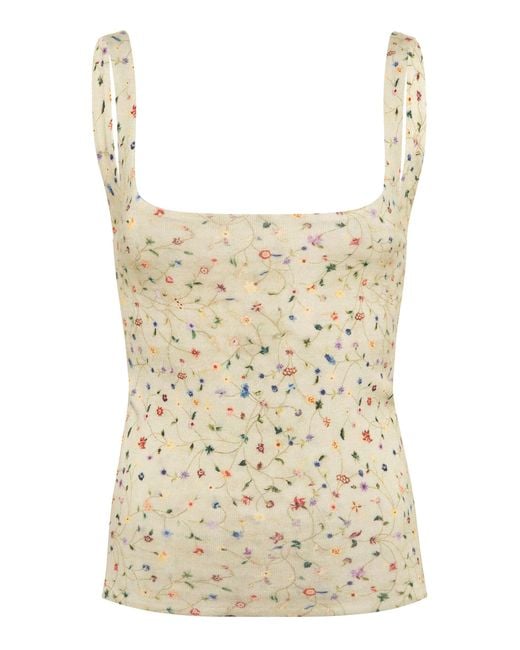 Siedres Cali Floral Knit Tank Top in Natural | Lyst