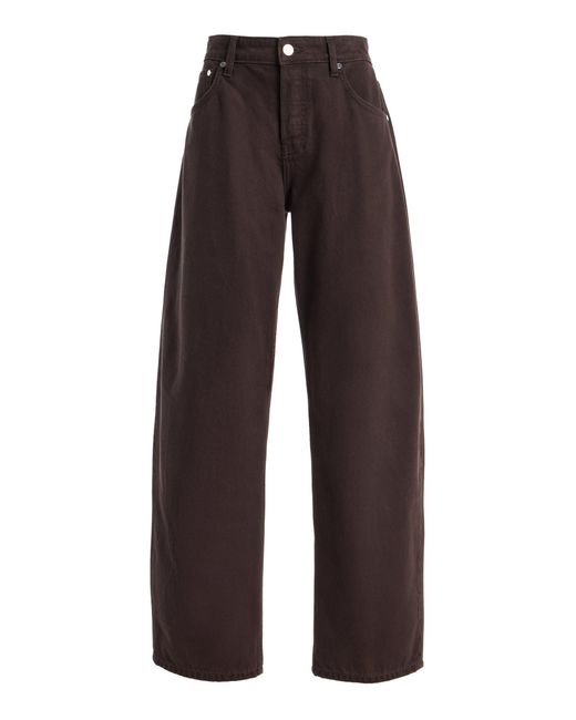 EB DENIM Brown Shifter Rigid Mid-Rise Bowed-Leg Jeans