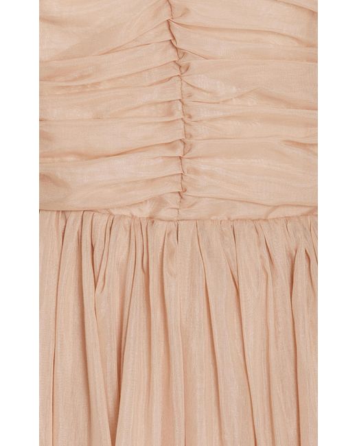 Moré Noir Natural Claire Ruched Cotton-silk Maxi Dress