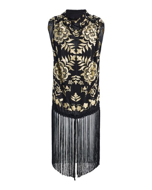 Kallmeyer Black Penny Fringed Embroidered Pique Top