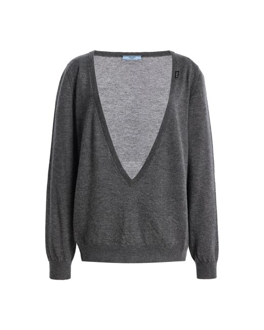 Prada Gray Cashmere Knit Sweater
