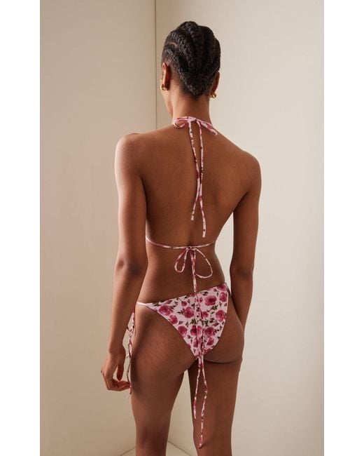 Magda Butrym Pink Floral-appliquéd Bikini Top