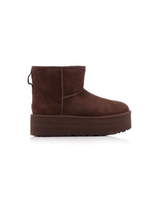Ugg Brown Classic Mini Platform Shearling Ankle Boots